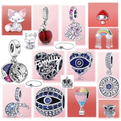 AndreSi Charms individ.styl.Silber Armband mit Katze,Ballon,Herz,Apfel,Einhorn,Pilz uvm.