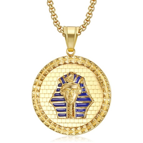Ägypten Pharao Anhänger, Horus, Skarabäus, Cleopatra vergoldet mit Halsband
