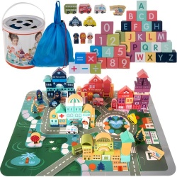 Holzspielzeug Spielzeuguhr, Puzzle, Stadt oder Xylophon Klangholz von Kruzzel