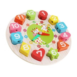 Spielzeuguhr aus Holz Kruzzel zum stecken der Zahlen ab etwa 3-5 Jahren