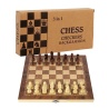 klappbares Schachspiel aus Holz mit Backgammon & Dame 24cm Schachbrett Reiseschach
