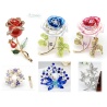 timeless elegant blue crystal flowers brooch silver plated with high quality rhinestone stones