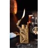 Luxus Feuerzeug Gas mit Uhr & LED-Beleuchtung in 5 Design Style Silber Gold Schwarz