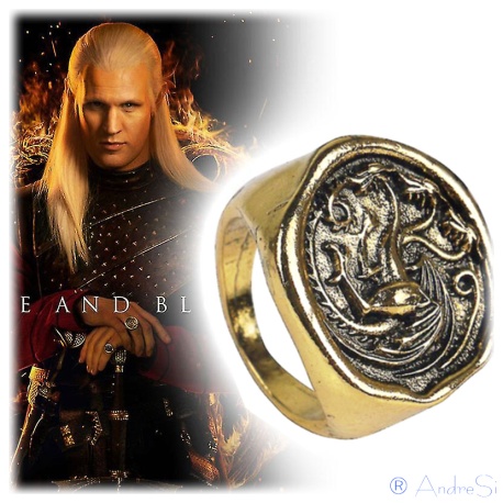 Targaryen Drachen Ring HQ - hartvergoldet in versch.Größen - Aegon / Daenerys Dragons Ring - G.o.Thrones Fashion