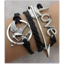Hunger Spiele - Armband Spotttölpel, Peetas Pfeil & Love - dunkelbraun bis schwarz
