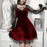 rotes Gothic Mini Kleid mit Spitze und Hoher Taille Bodycon Kleid Vintage Punk in L oder M