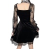 rotes Gothic Mini Kleid mit Spitze und Hoher Taille Bodycon Kleid Vintage Punk in L oder M
