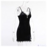 rotes Gothic Mini Kleid mit Spitze und Hoher Taille Bodycon Kleid Vintage Punk in L oder M