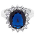 Engagement Ring Princess Diana - Lady Di / Kate Middleton - Hard Silver plated with facceten-rich crystals