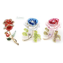 timeless elegant blue crystal flowers brooch silver plated with high quality rhinestone stones