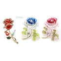timeless elegant blue crystal flowers brooch silver plated with high quality rhinestone stones