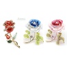 timeless elegant blue crystal flowers brooch silver plated with high quality rhinestone stones