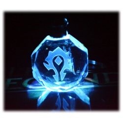 Horde or Alliance Coat of Arms - Crystal Glass Keychain with Color Change LED