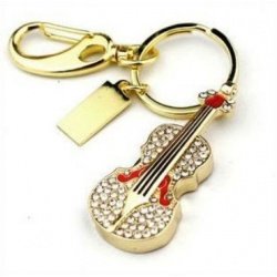 Kristall Violine / Geige - 8GB USB Stick 2.0 - Crystal Diamond Violin - Gold/Rot