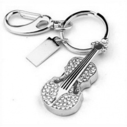 Kristall Violine / Geige - 8GB USB Stick 2.0 - Crystal Diamond Violin - Chrome/Schwarz