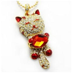 Enchanting Crystal Cat Red - 8GB USB Stick