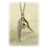 Quidditch Halskette mit Schnatz (Snitch) - zwei silberne Fl?gel (lose) und kleine Kugel - mit versilberter 80cm Kette
