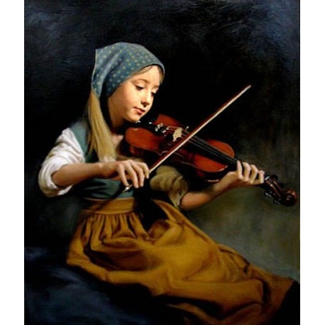 Gem?lde junges M?dchen spielt Violine /Geige "young girl playing violin" handgemalte Replik des Original's