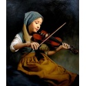 Painting young girl plays violin /violin "young girl playing violin" hand painted replica of the original's