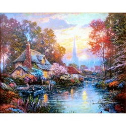 Kinkade's Gemälde "Nanette's Cottage" handgemalte Replik des Original's 90x60cm