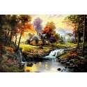 Kinkade's painting "Mountain Retreat" hand-painted replica of the original's