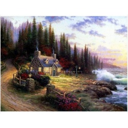 Kinkade's painting "Quiet Gardene" hand-painted replica of the original's