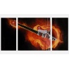 flammende Rock Gitarre - drei teiliges Wandbild als echtes ?l Gem?lde