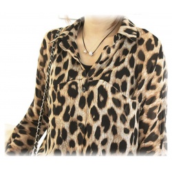 summery Sexy Leopard Blouse, Long, Chiffon Size L