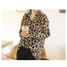  sommerleichte Sexy Leopard Bluse, Lang, Chiffon Gr??e L